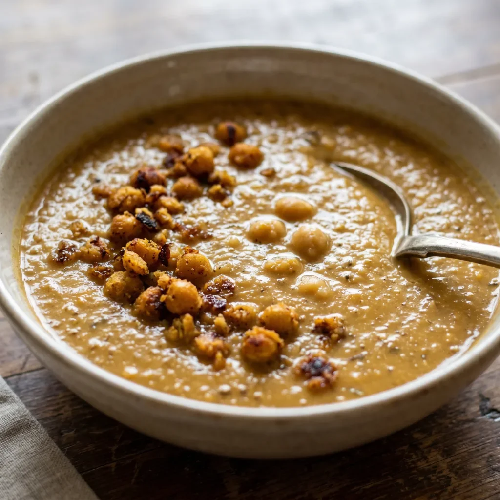 Chickpea Tahini Soup with Crispy Falafel Spice Crumbs