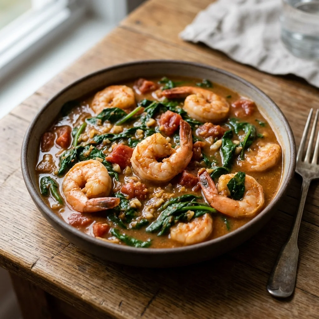Shrimp Peanut Spinach Pot