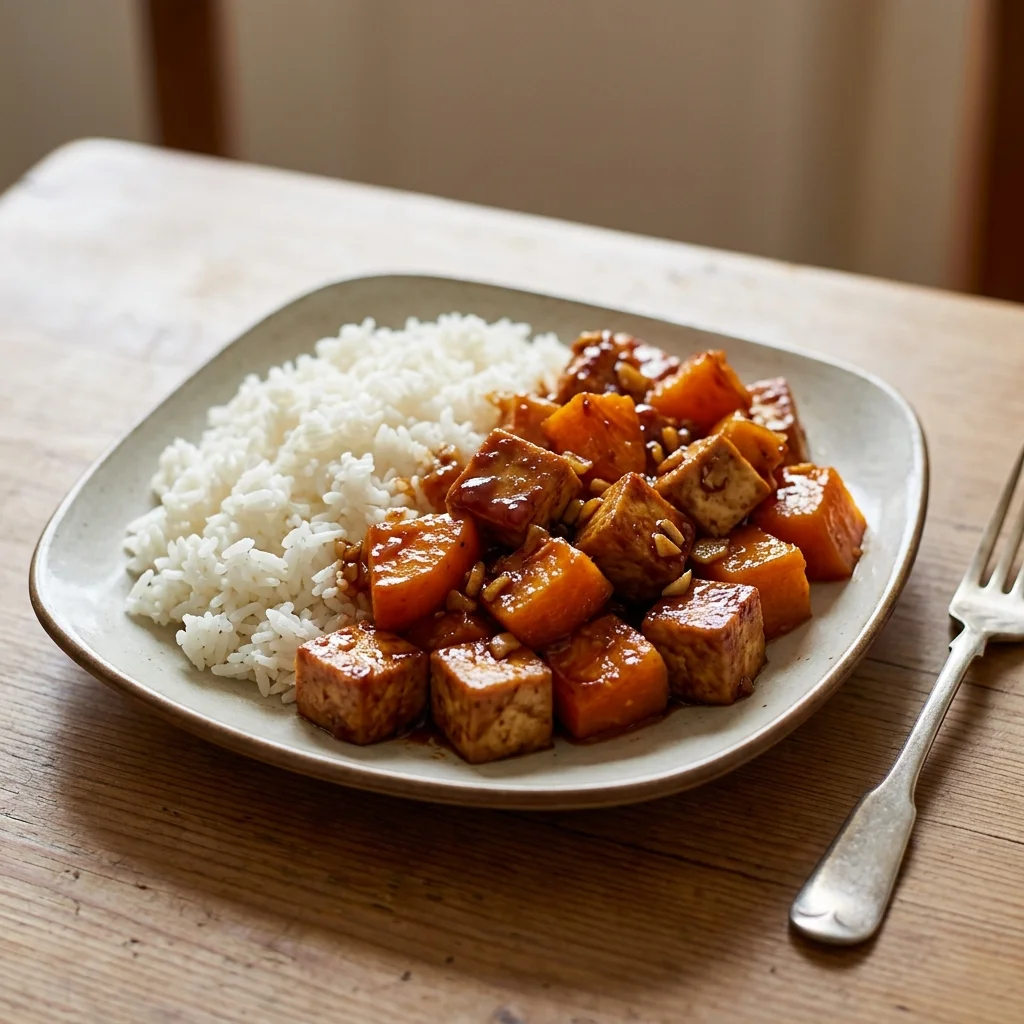 Hoisin Pumpkin Tofu Rice Plate
