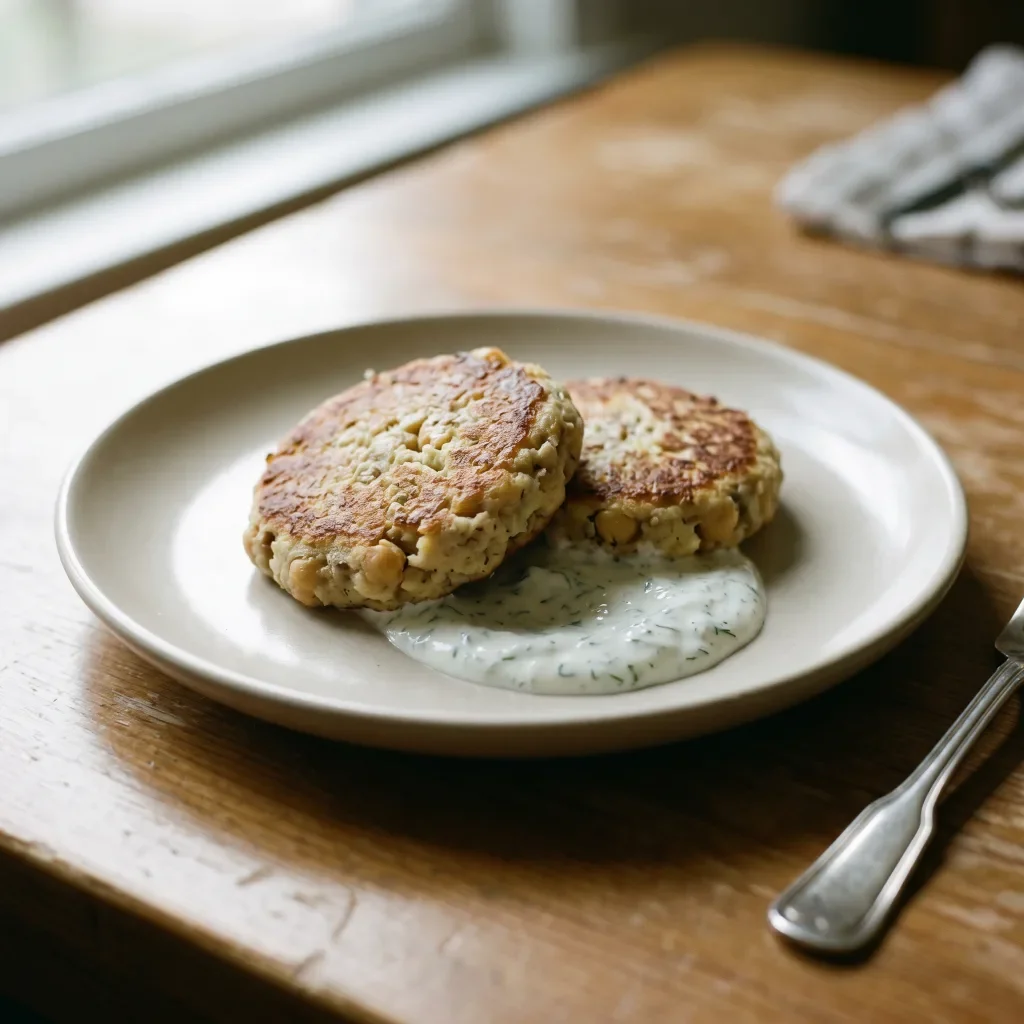 Chickpea Buckwheat Patties with Dill Yogurt