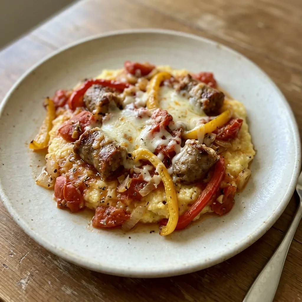 Polenta Sausage Pepper Bake
