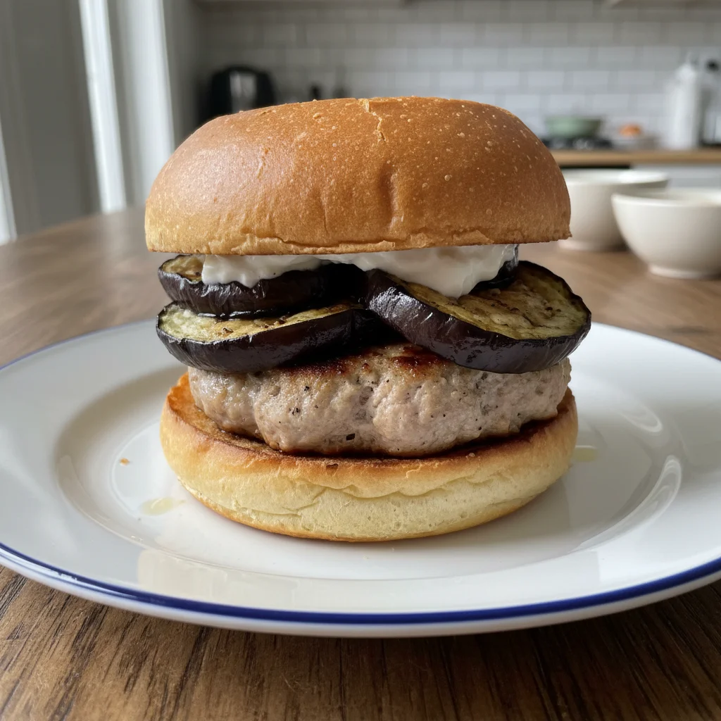 Grilled Eggplant Turkey Burgers