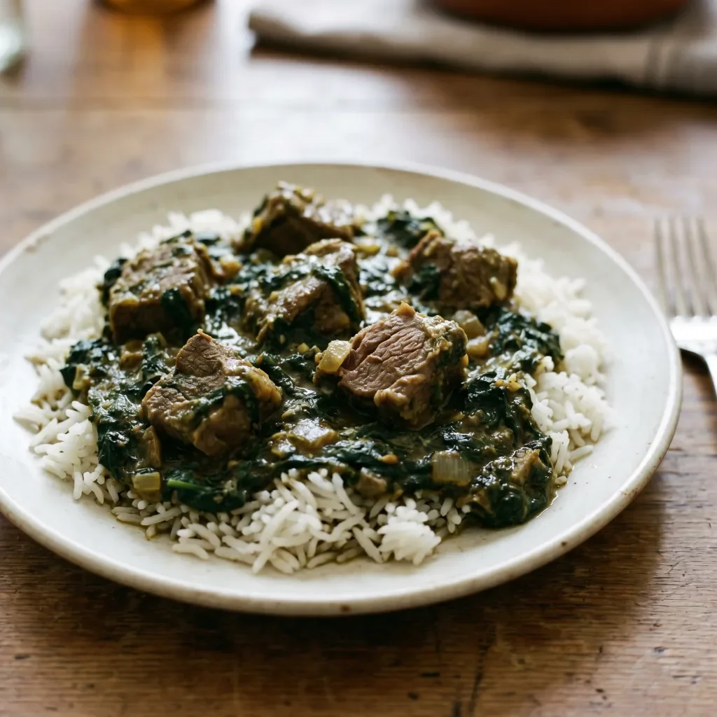 Lamb Spinach Curry with Rice