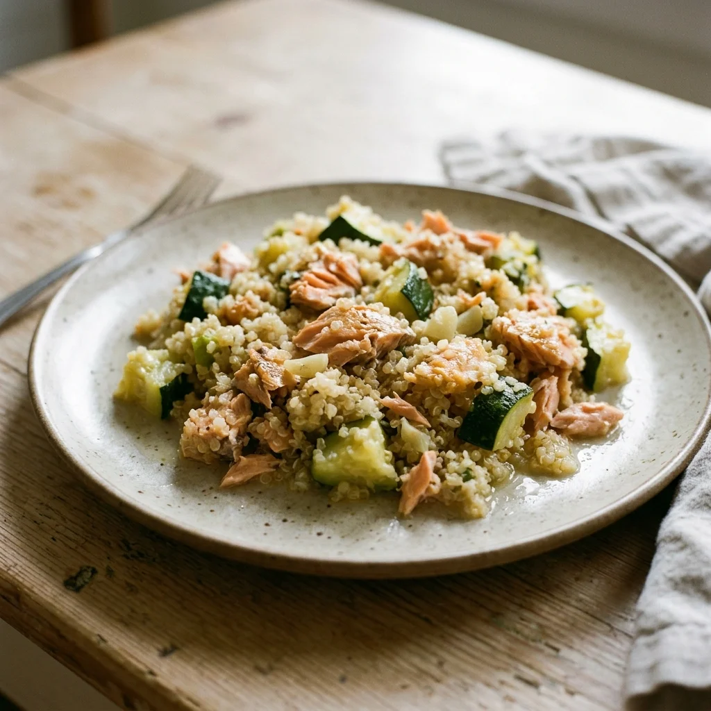 Salmon Zucchini Quinoa Bake
