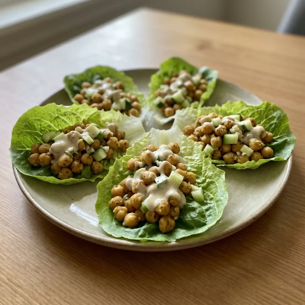 Falafel-Spiced Chickpea Lettuce Cups