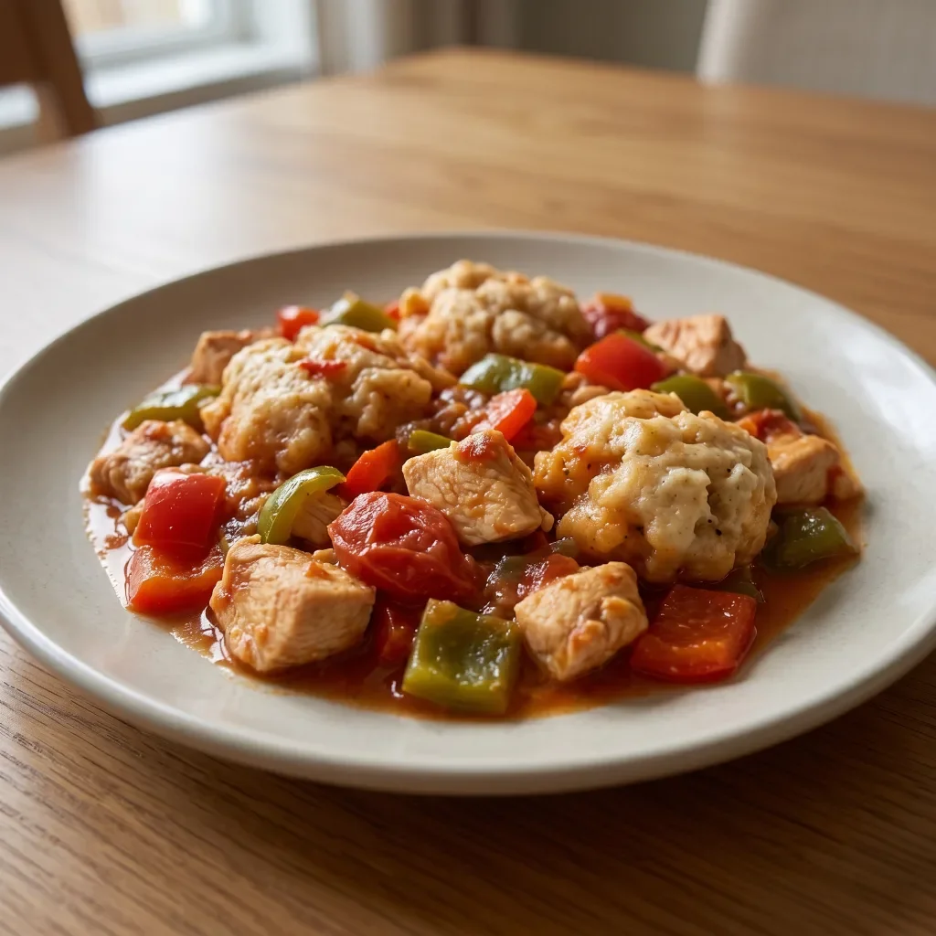 Chicken Bell Pepper Flour Dumpling Pan