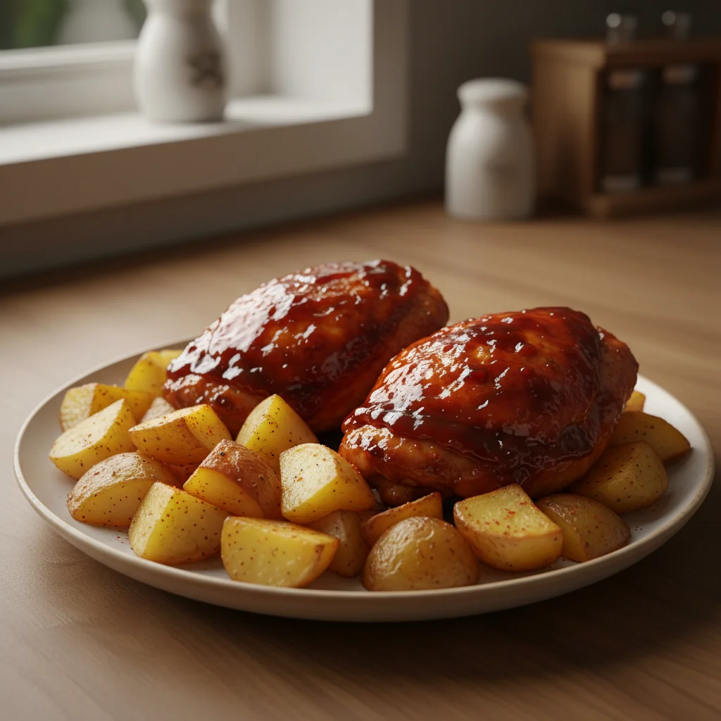 BBQ Chicken Thighs with Roasted Potatoes