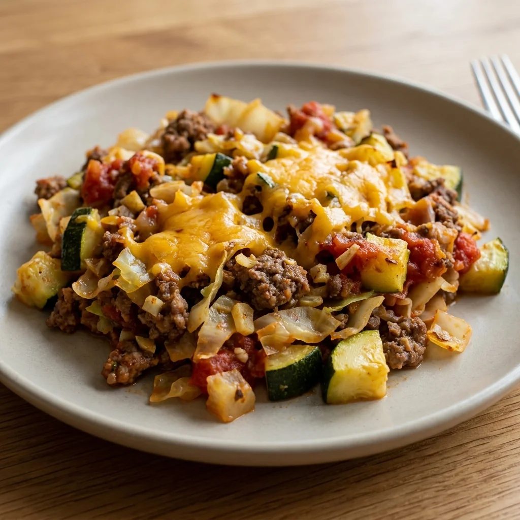 Beef Zucchini Cabbage Bake