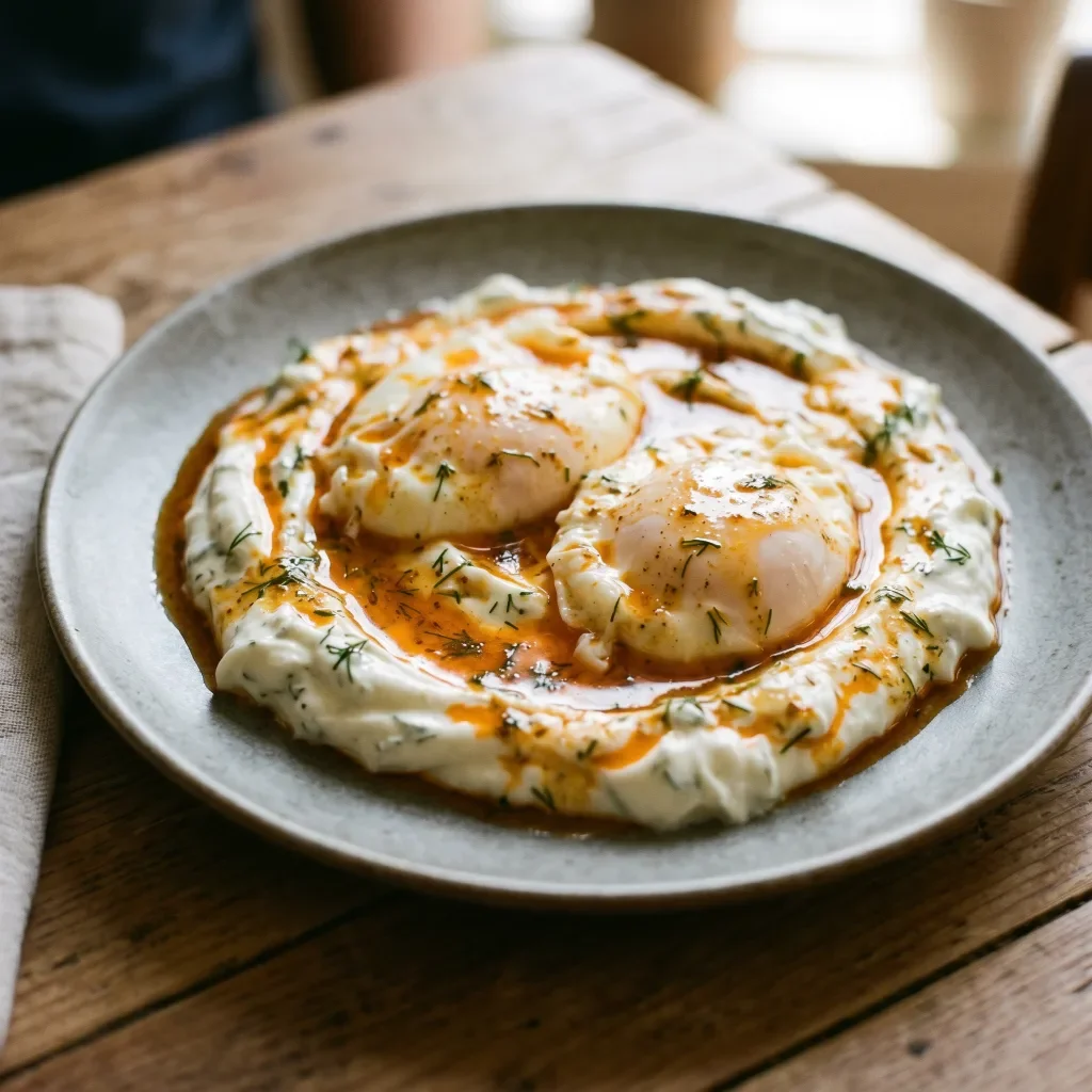 Turkish Cilbir Yogurt Eggs