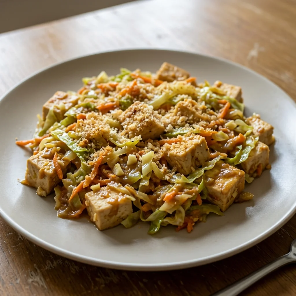 Tofu Peanut Cabbage Bake