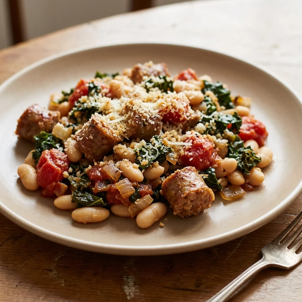 Sausage White Bean Kale Bake