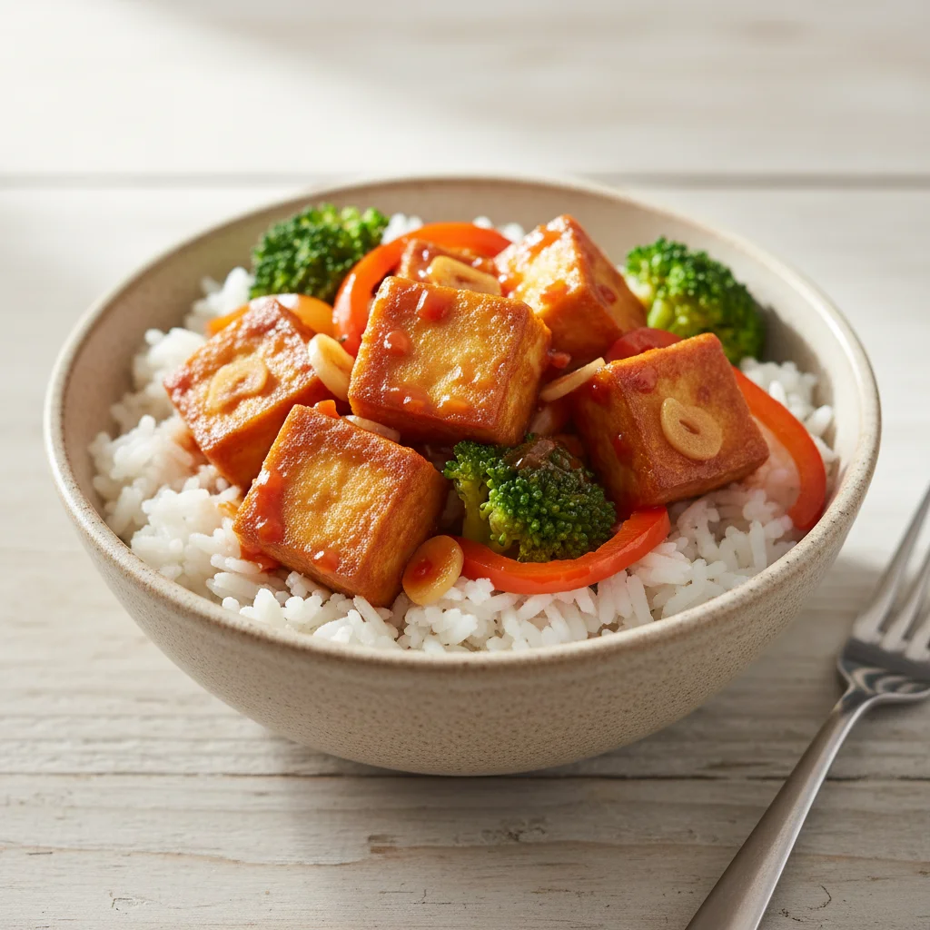 Tofu Sweet Chili Rice Bowl