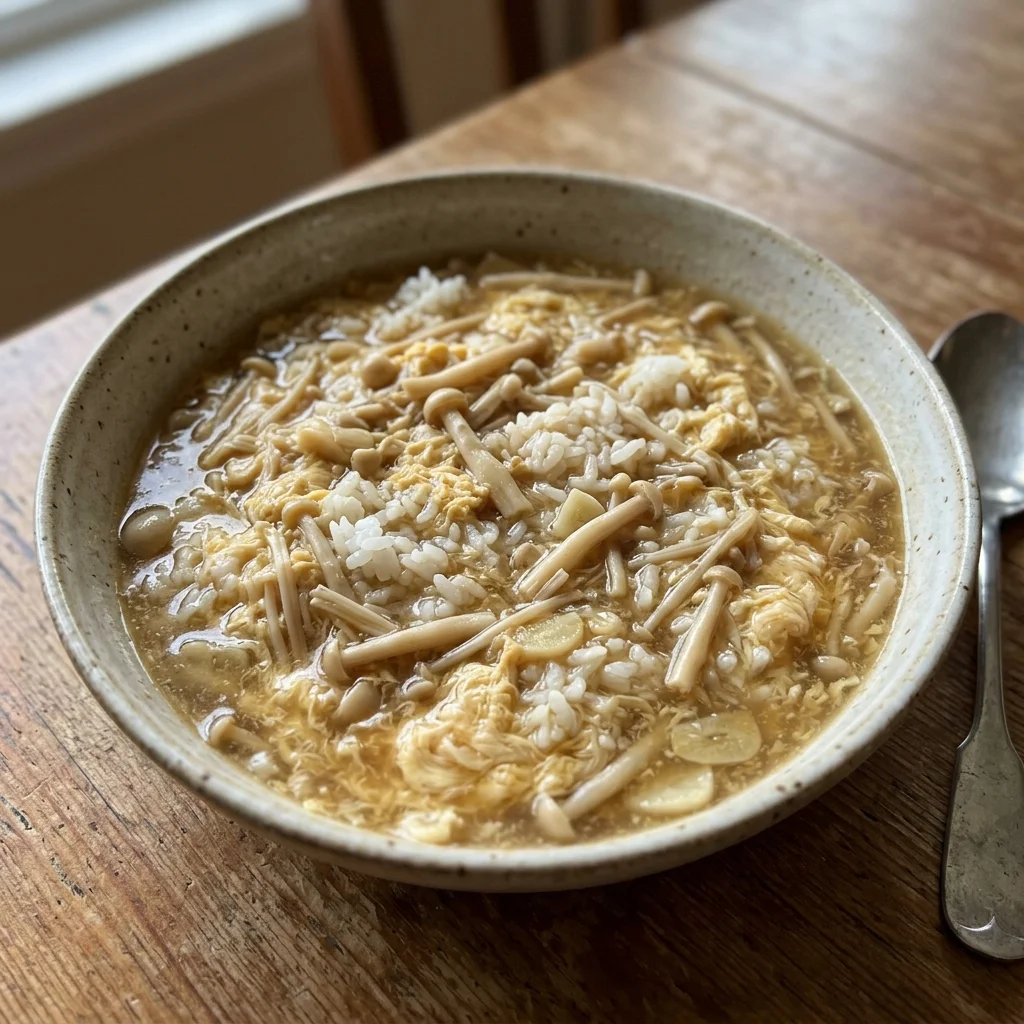 Enoki Mushroom Egg Drop Rice