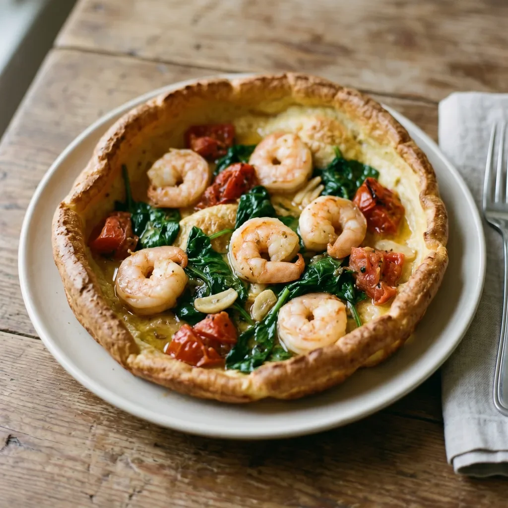 Shrimp Spinach Savory Dutch Baby