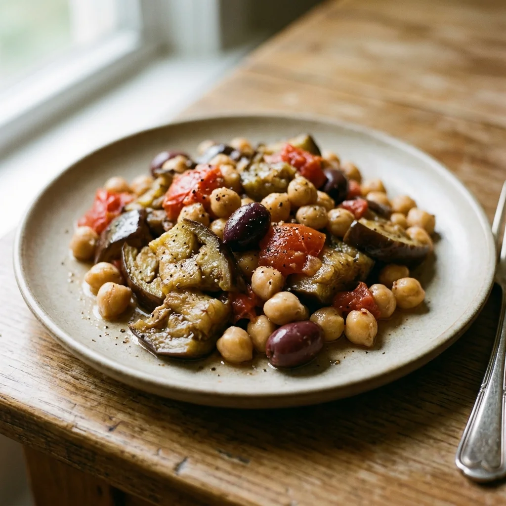 Eggplant Caponata Chickpea Salad