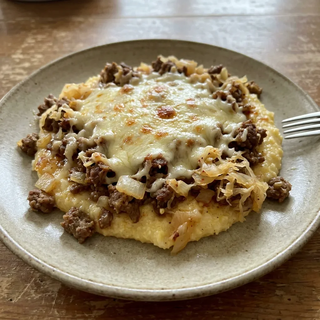 Beef Sauerkraut Polenta Bake