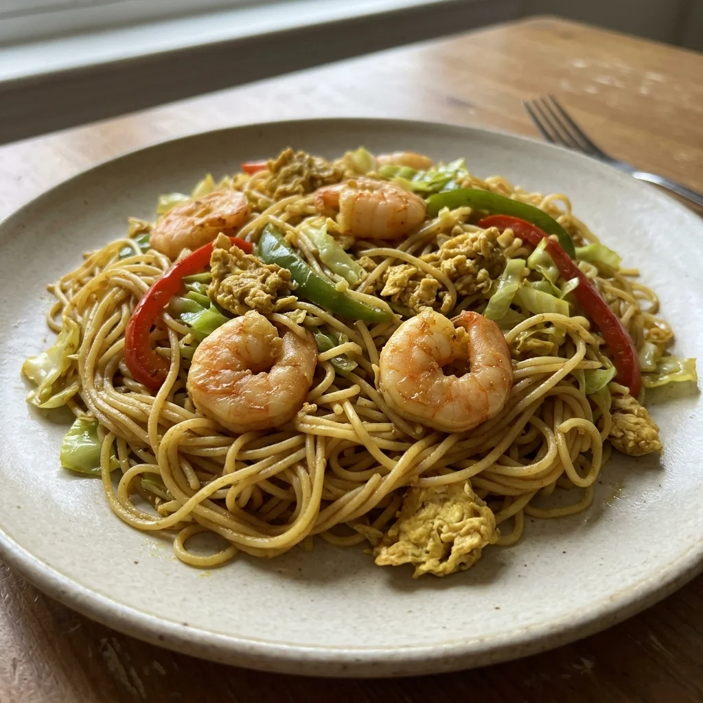 Singapore-Style Curry Rice Noodle Skillet