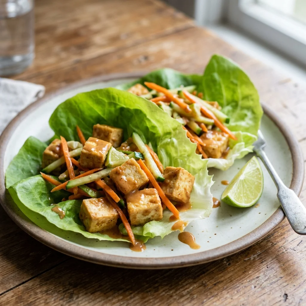 Peanut Tofu Lettuce Wraps