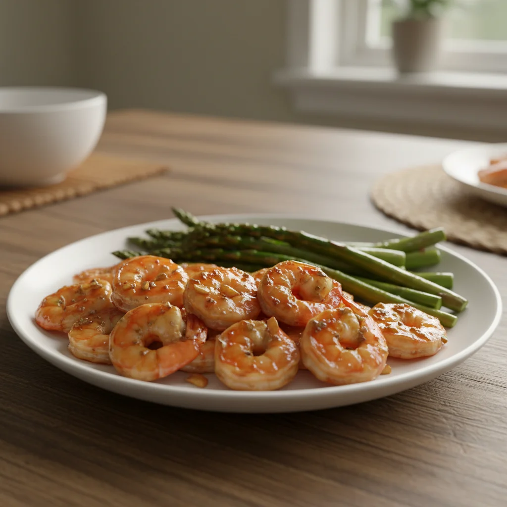 Honey Garlic Grilled Shrimps with Asparagus