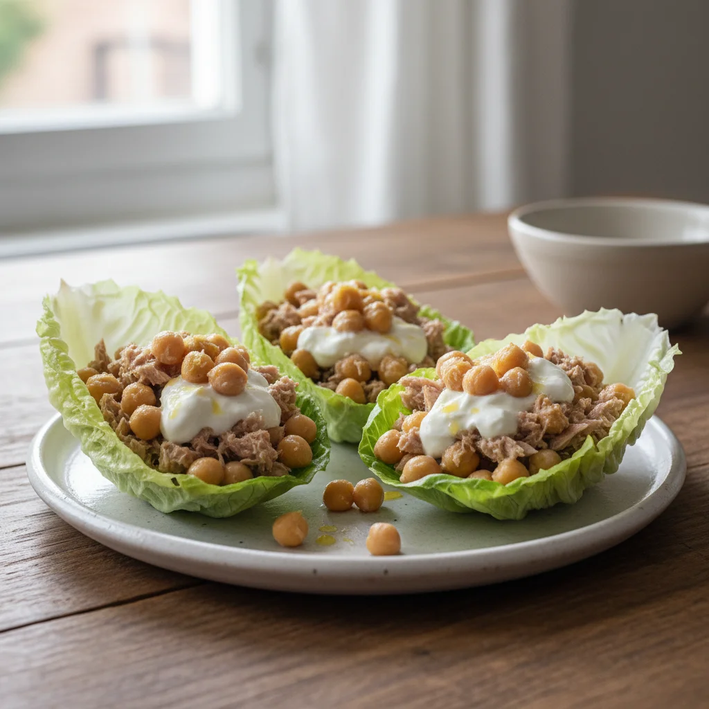 Tuna Chickpea Lettuce Cups
