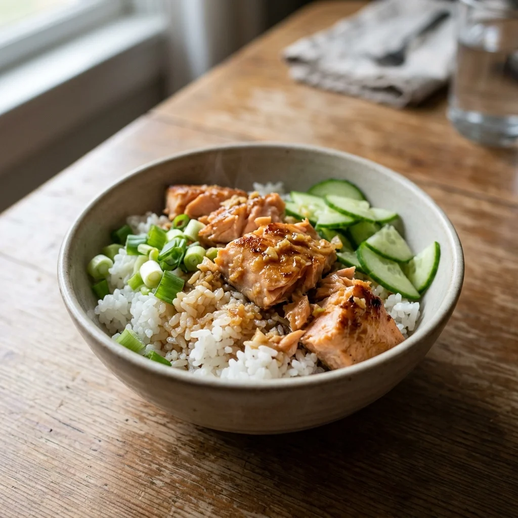 Miso Ginger Salmon Rice Bowl