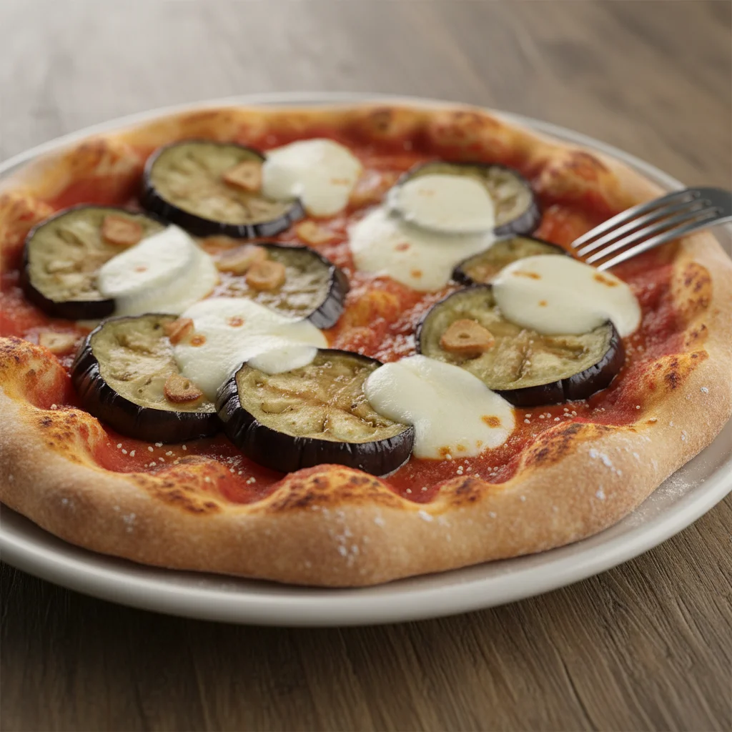 Eggplant Tomato Mozzarella Pizza