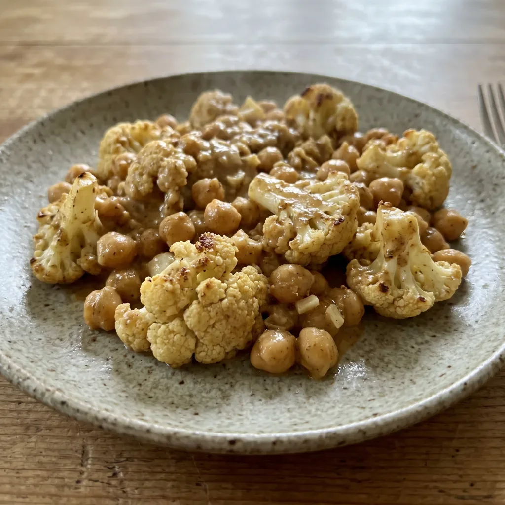 Tahini Chickpea Cauliflower Bake