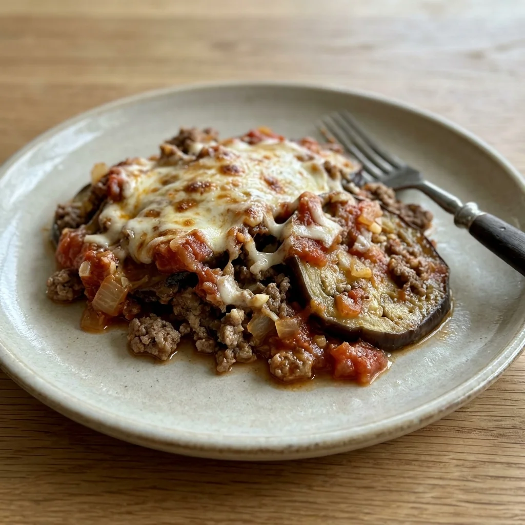 Beef Eggplant Mozzarella Bake