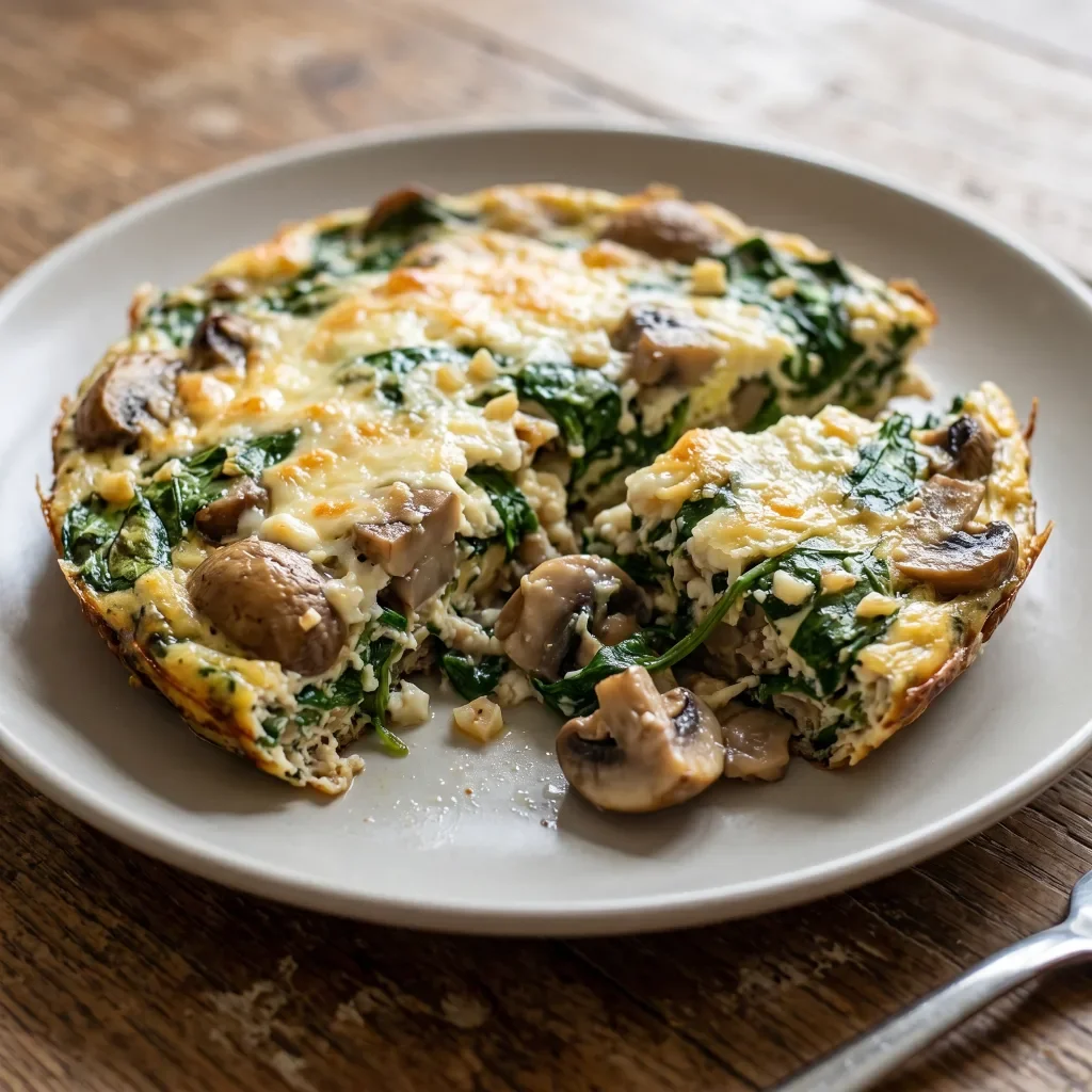 Spinach Mushroom Cottage Cheese Bake