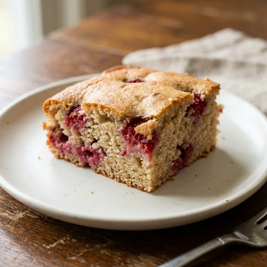 Raspberry Almond Sponge Squares