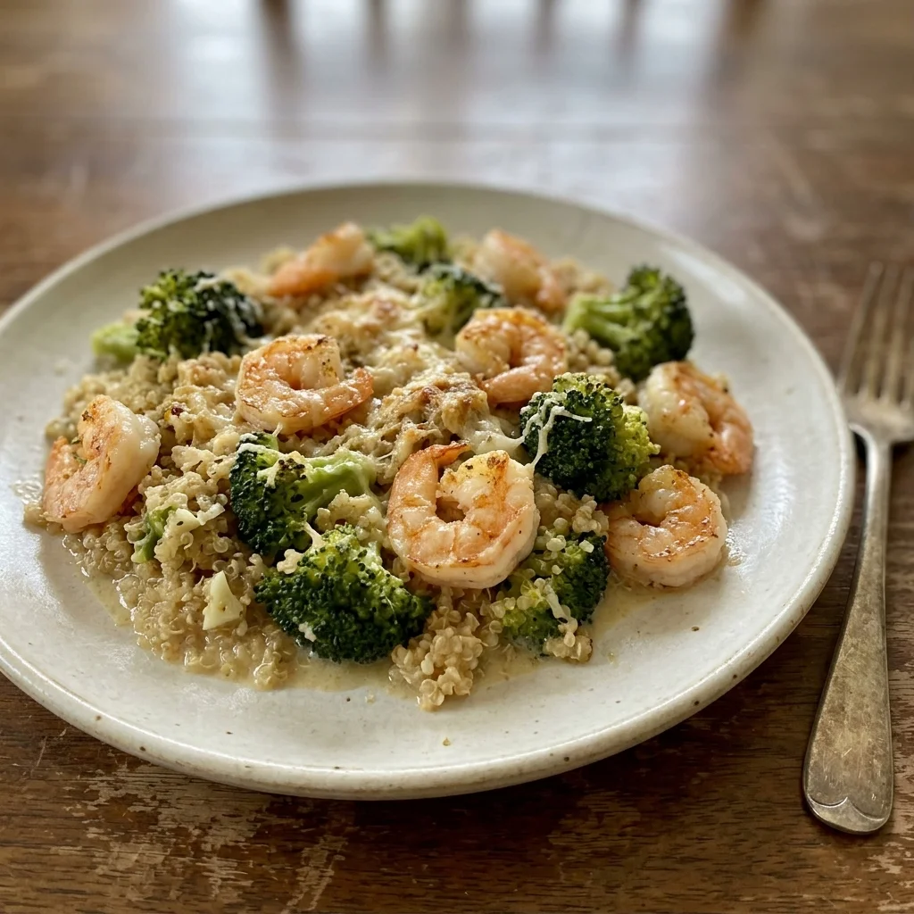 Shrimp Broccoli Quinoa Bake