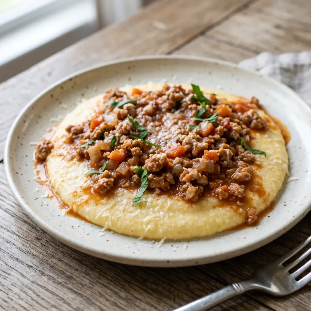 Turkey Bolognese with Creamy Polenta