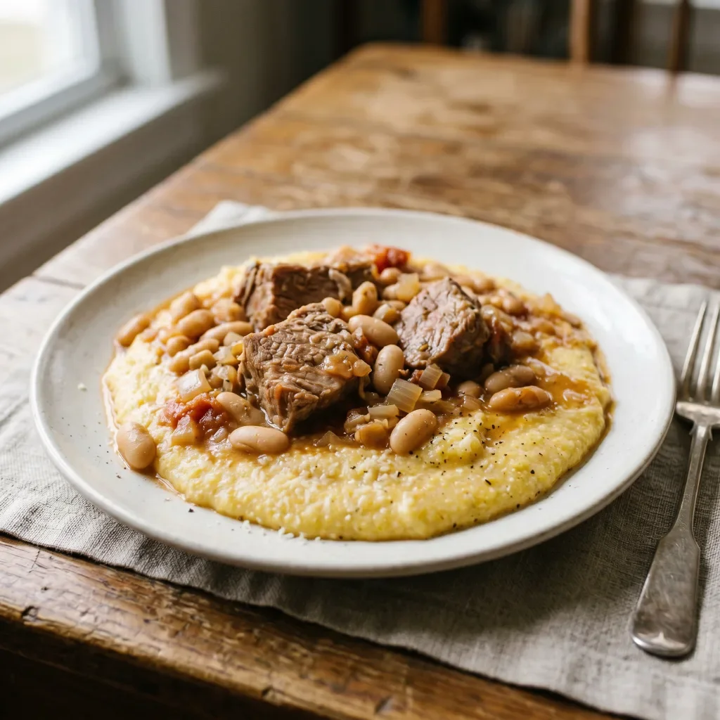 Pork Ragout with Cannellini Beans and Polenta