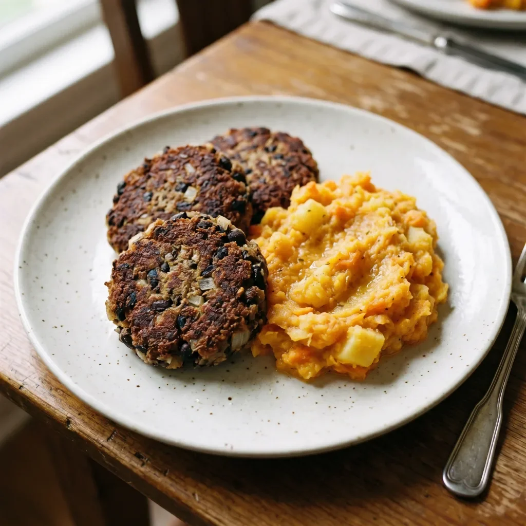 Black Bean Cakes with Carrot Potato Mash