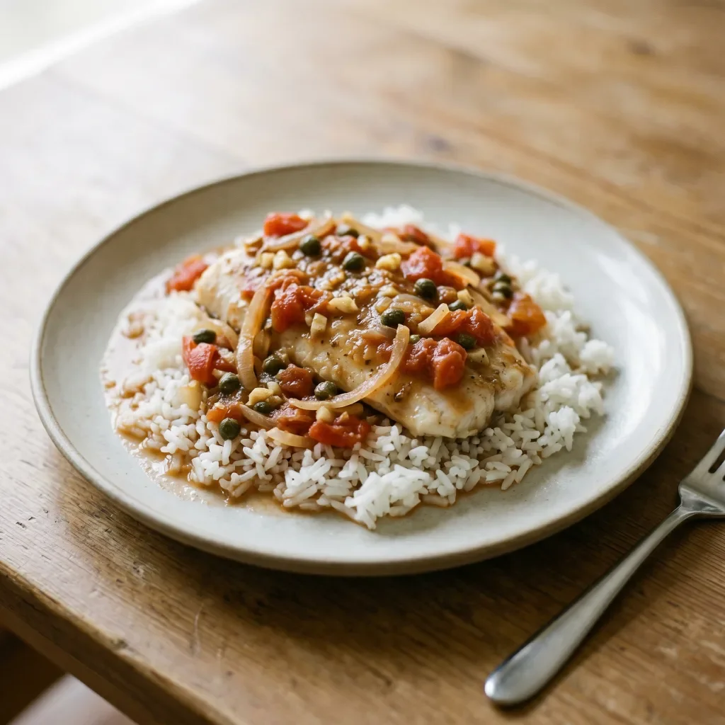 White Fish Veracruz with Rice