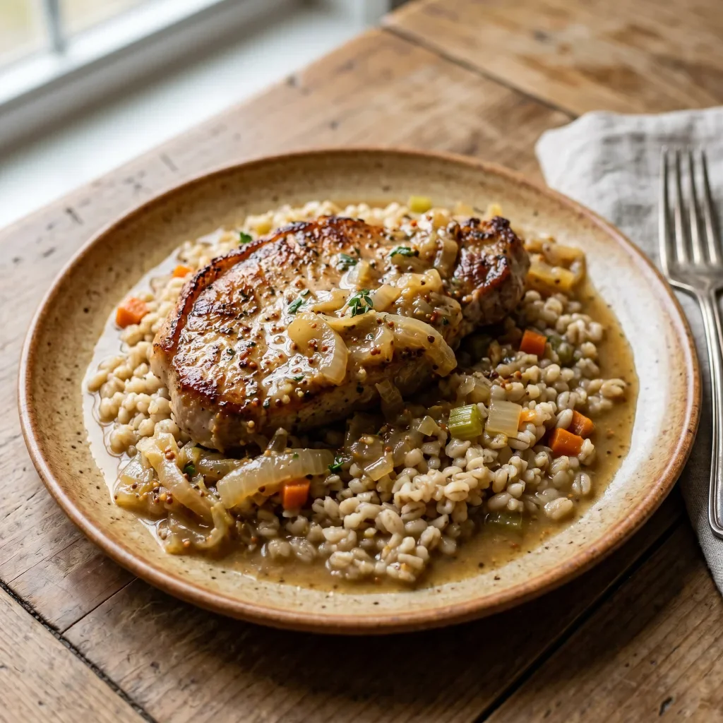Pork Steak with Mustard Barley