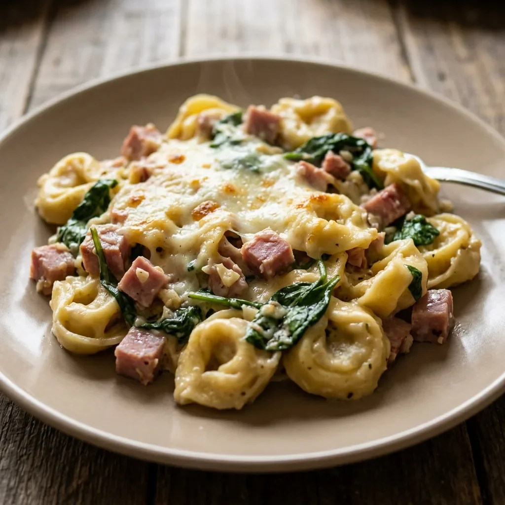 Ham Spinach Tortellini Bake