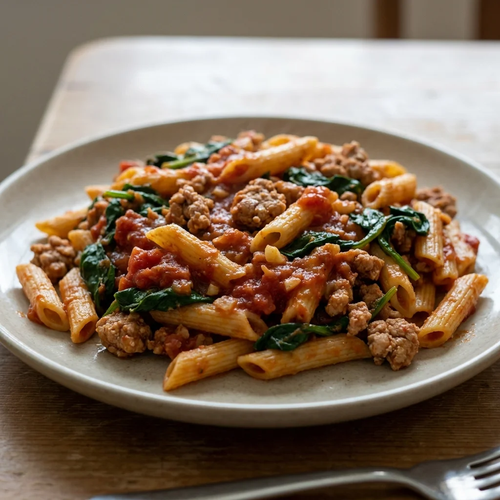 Turkey Tomato Spinach Pasta Pot