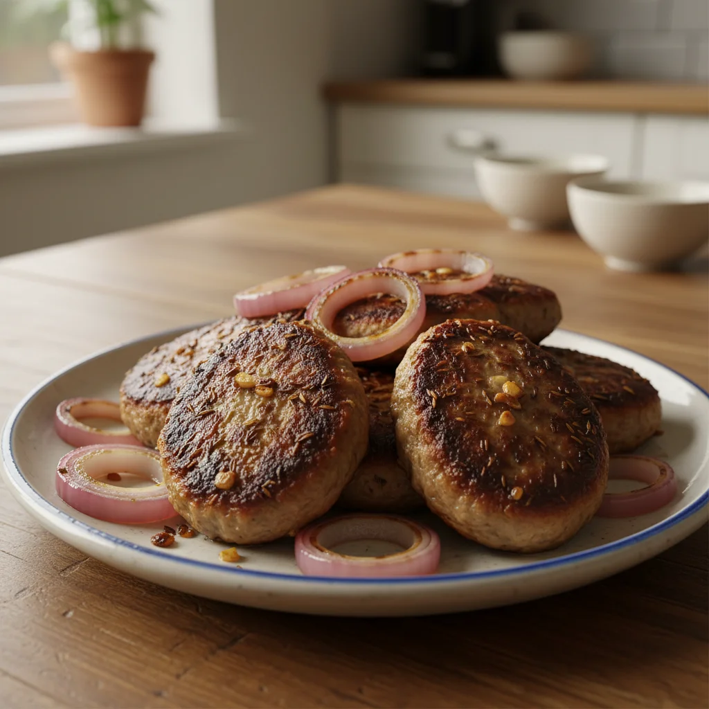Cumin Lamb Patties with Grilled Onions