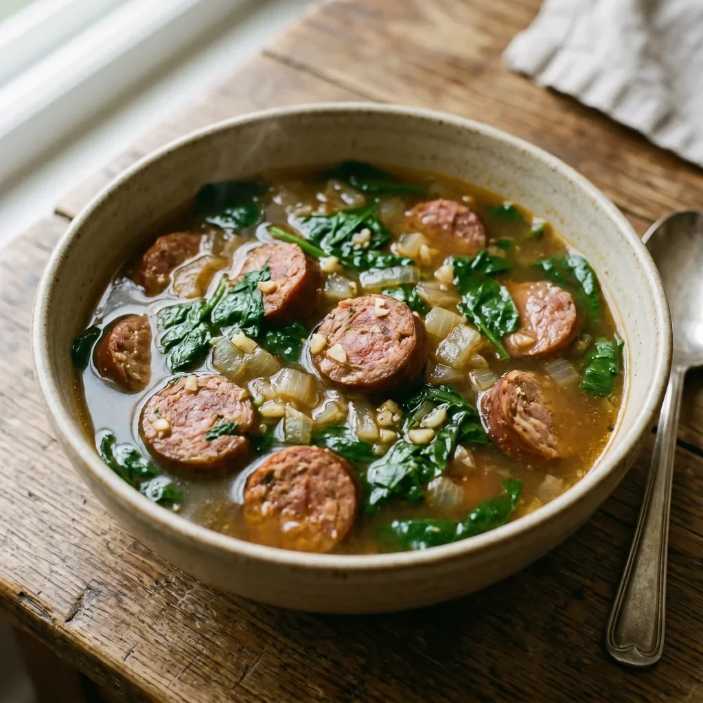 Portuguese Sausage Spinach Soup