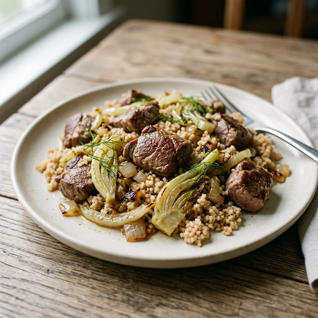 Lamb Fennel Couscous Skillet