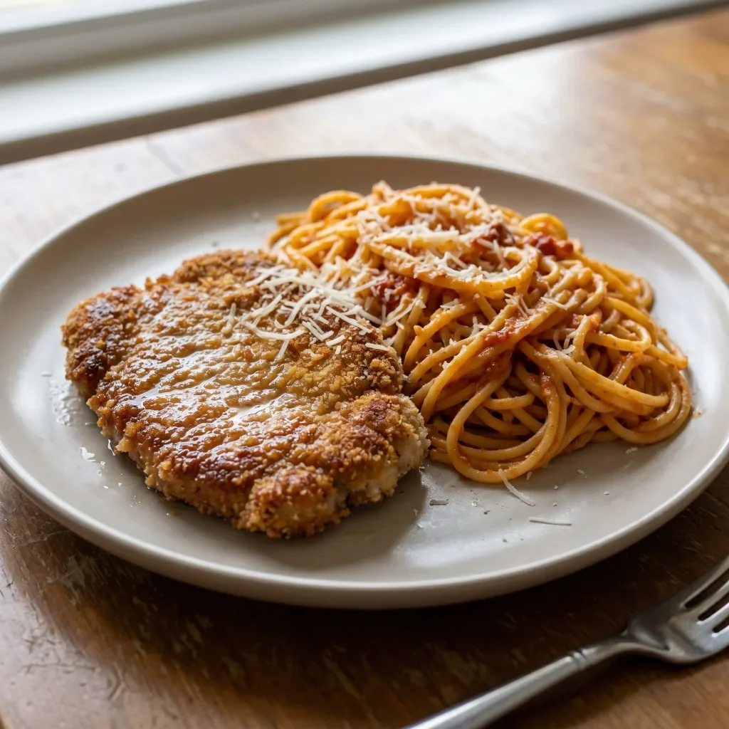 Pork Milanese with Tomato Butter Pasta