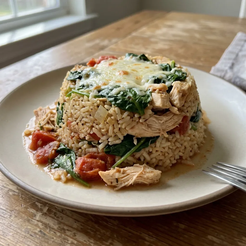 Chicken Rice Timbale with Spinach Tomato Sauce