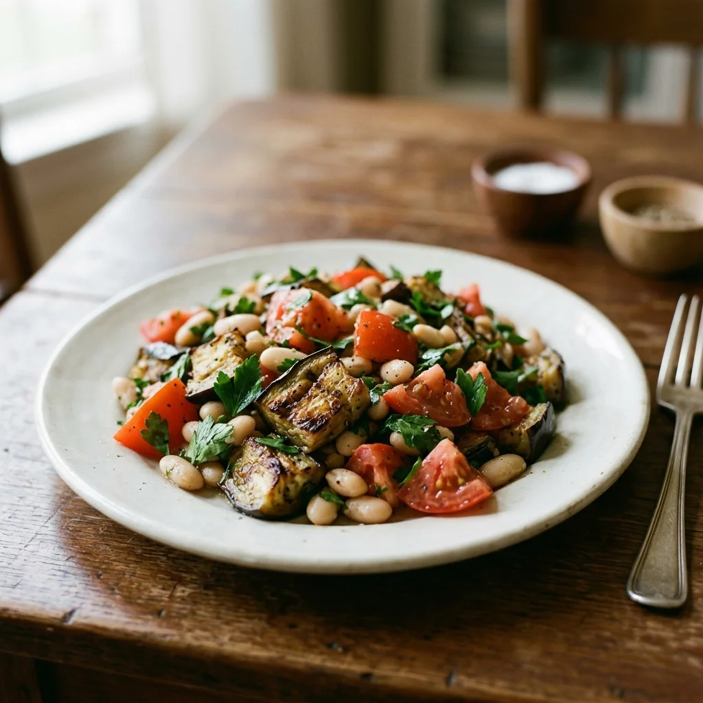 Roasted Eggplant White Bean Salad