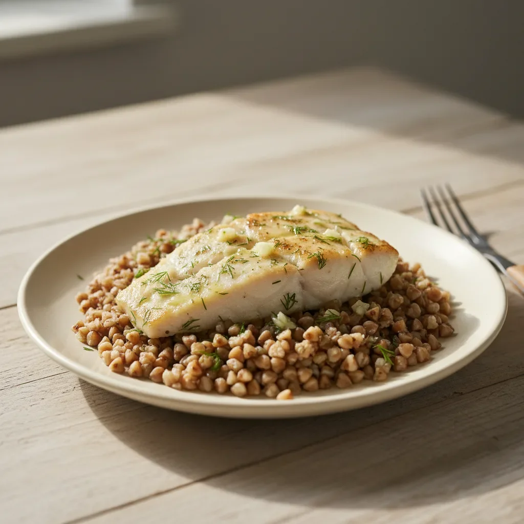 White Fish Buckwheat with Dill Butter