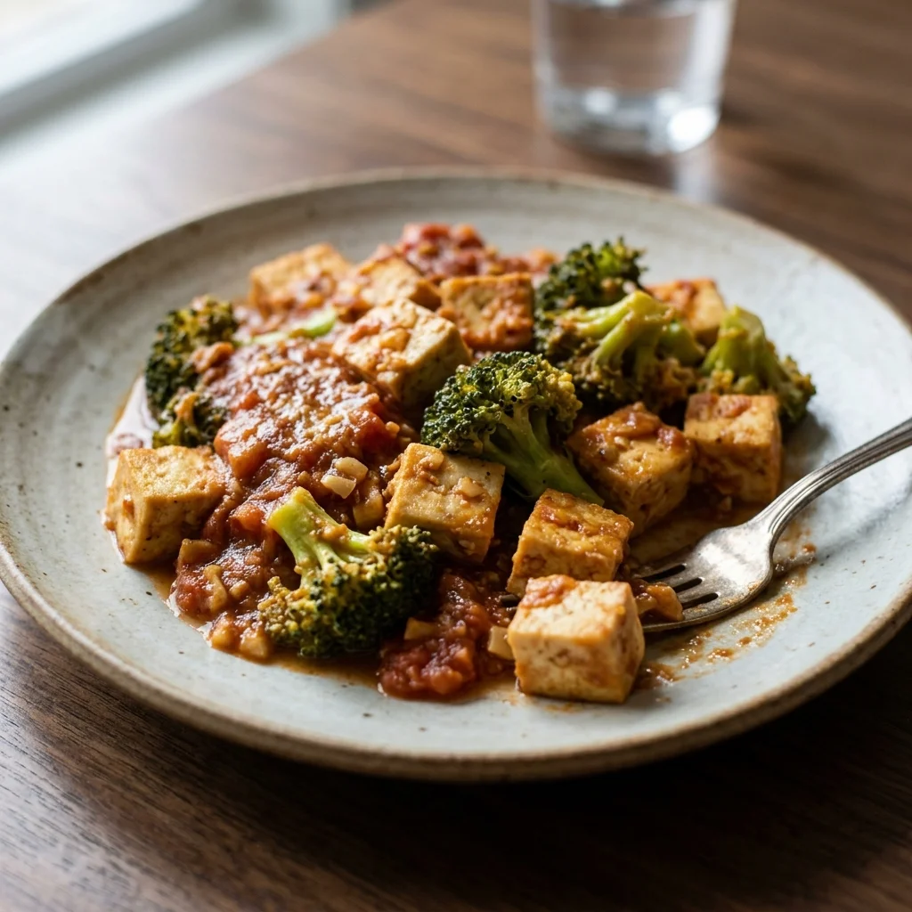 Tofu Broccoli Peanut Bake