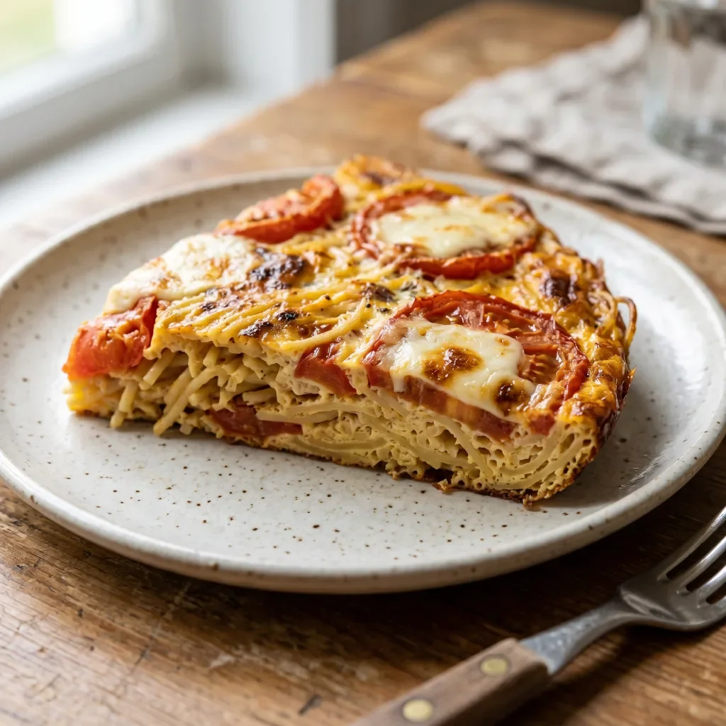 Pasta Frittata with Tomato and Cheese