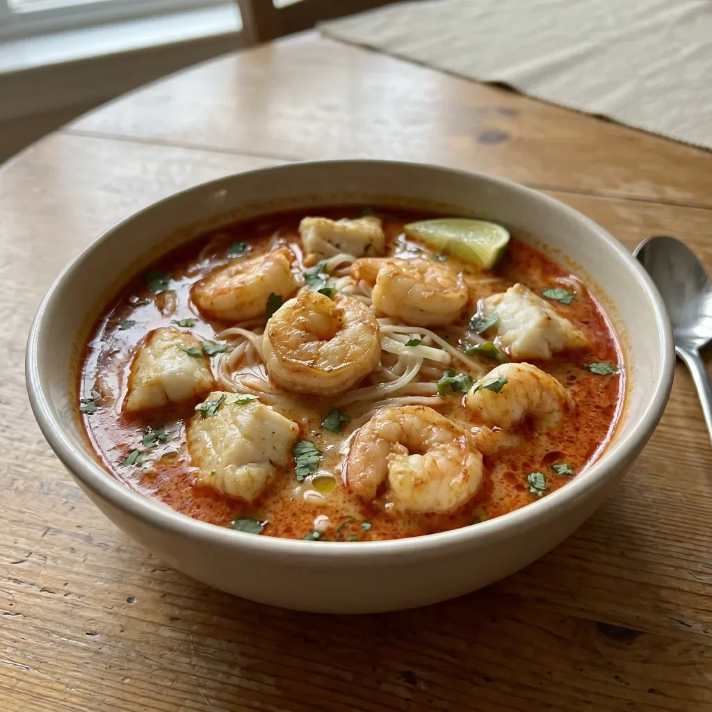 Seafood Laksa with Rice Noodles