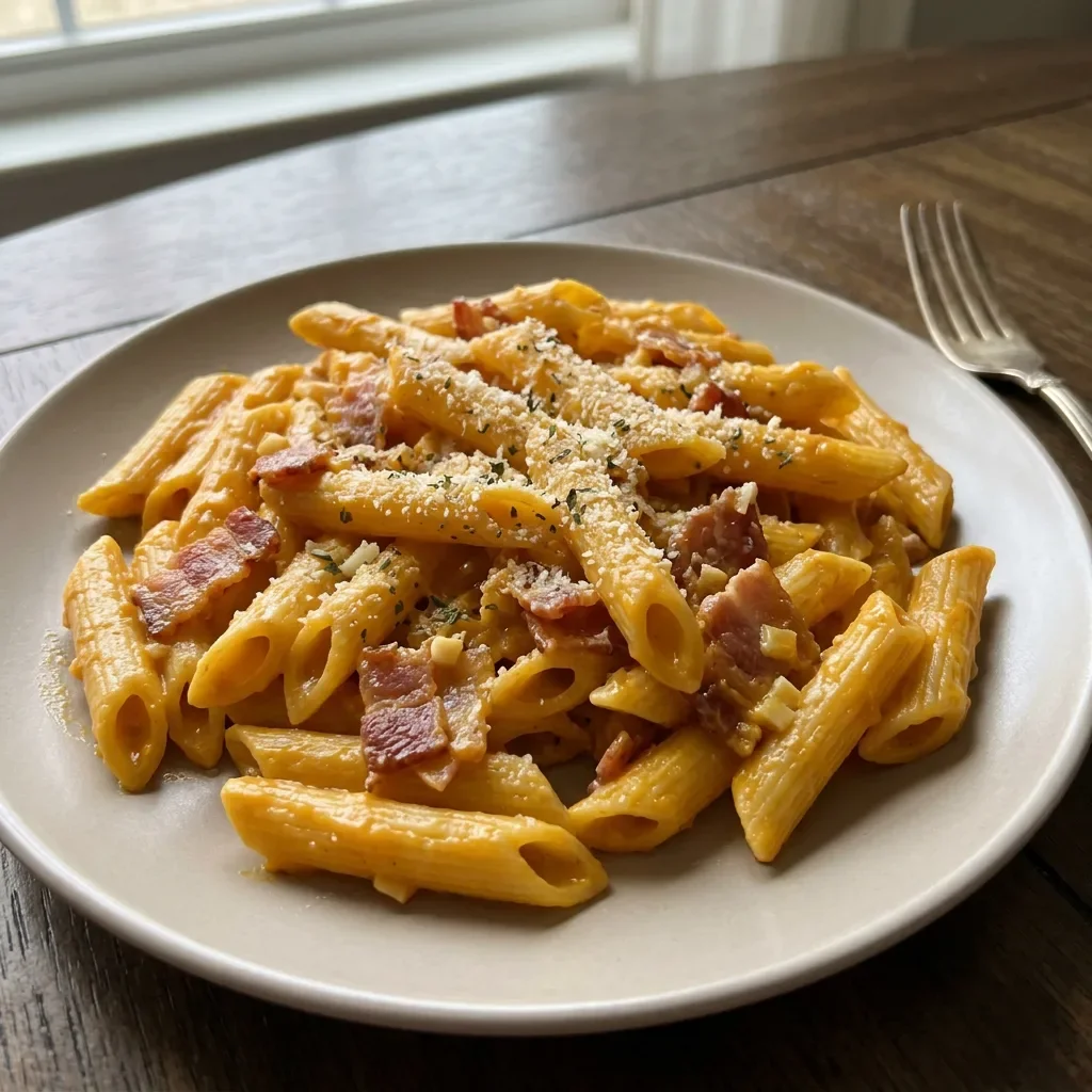 Creamy Pumpkin Bacon Penne