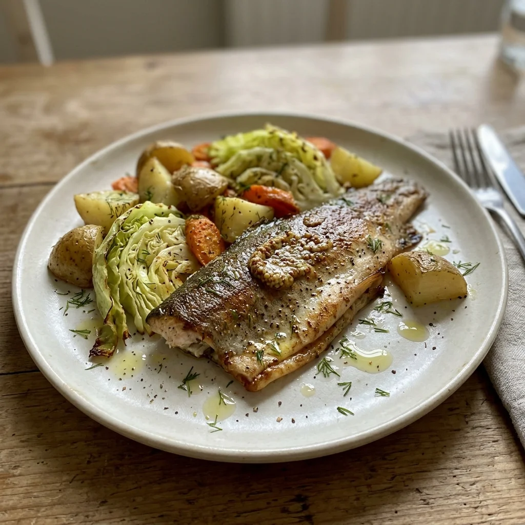 Trout Cabbage Potato Tray Bake